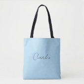 Minimalistisch Simple Elegant Blue Script Name Tasche (Vorderseite)