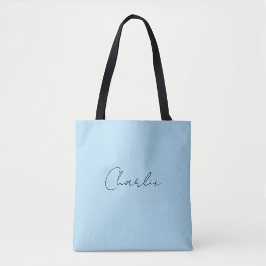 Minimalistisch Simple Elegant Blue Script Name Tasche (Vorderseite)