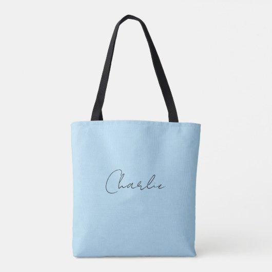 Minimalistisch Simple Elegant Blue Script Name Tasche (Rückseite)