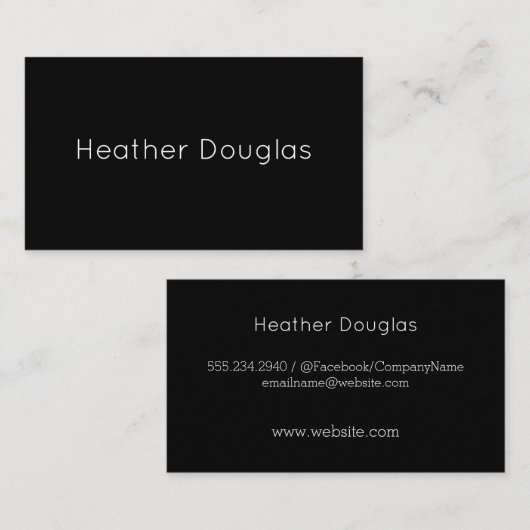 Minimalistisch Simple Elegant (schwarz) Visitenkarte (Vorne/Hinten)