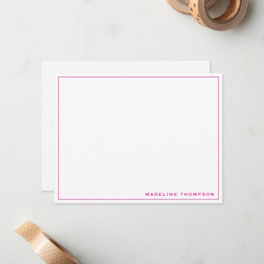 Minimalistisch Simple Girly Magenta Mitteilungskarte (Vorderseite/Rückseite Beispiel)