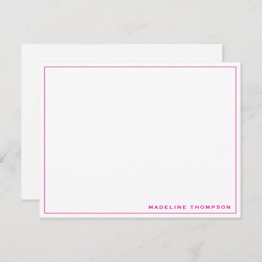 Minimalistisch Simple Girly Magenta Mitteilungskarte (Vorne/Hinten)