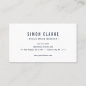 Minimalistisch Simple HELLO Bold Navy Beruflich Visitenkarte (Rückseite)