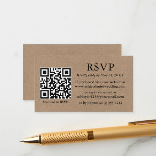 Minimalistisch Simple Kraft Wedding QR UAWG Begleitkarte