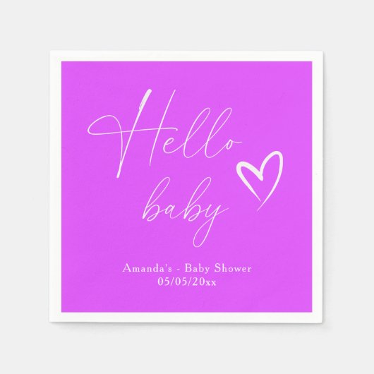 Minimalistisch Simple Lila Hello Baby Serviette (Vorderseite)