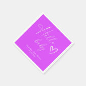 Minimalistisch Simple Lila Hello Baby Serviette (Ecke)