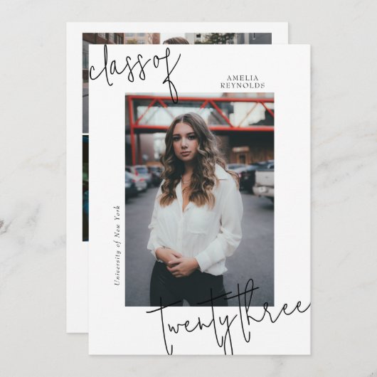 Minimalistisch Simple Modern Class 2024 Abschluss Einladung (Vorne/Hinten)