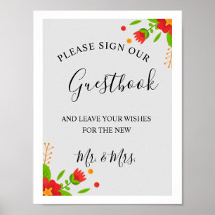 Minimalistisch Simple Modern Floral Wedbook Poster
