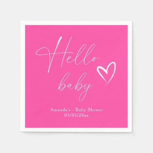 Minimalistisch Simple Pink Hello Baby Serviette (Vorderseite)