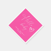 Minimalistisch Simple Pink Hello Baby Serviette (Ecke)