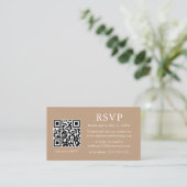 Minimalistisch Simple Taupe Wedding QR UAWG Begleitkarte (Stehend Vorderseite)