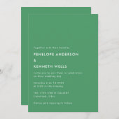 Minimalistisch Simple Wedding Basic Kelly Green Einladung (Vorne/Hinten)