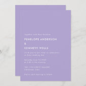 Minimalistisch Simple Wedding Basic Lavender Lila Einladung (Vorne/Hinten)