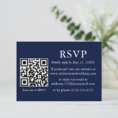 Minimalistisch Simple Wedding Blue QR-UAWG Karte (Stehend Vorderseite)