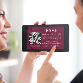 Minimalistisch Simple Wedding Burgundy QR-UAWG Karte
