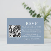 Minimalistisch Simple Wedding Dusty Blue QR UAWG Karte (Stehend Vorderseite)