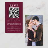 Minimalistisch Simple Wedding QR Foto Burgundy UAW Begleitkarte (Vorne/Hinten)