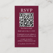 Minimalistisch Simple Wedding QR Foto Burgundy UAW Begleitkarte (Vorderseite)