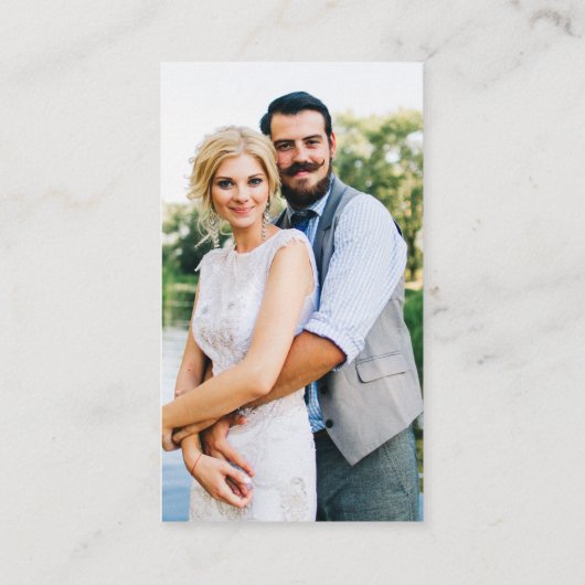 Minimalistisch Simple Wedding QR Foto Dusty Blue U Begleitkarte (Rückseite)