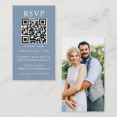 Minimalistisch Simple Wedding QR Foto Dusty Blue U Begleitkarte (Vorne/Hinten)