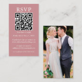 Minimalistisch Simple Wedding QR Foto Dusty Rose U Begleitkarte (Vorne/Hinten)