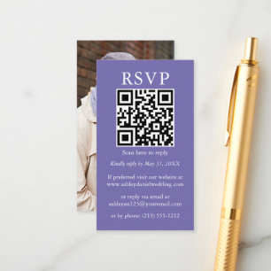 Minimalistisch Simple Wedding QR Foto Periwinkle U Begleitkarte