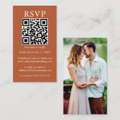 Minimalistisch Simple Wedding QR Foto Terracotta U Begleitkarte (Vorne/Hinten)