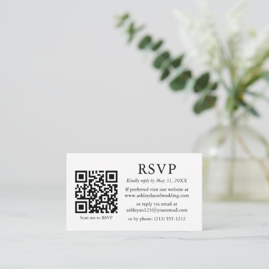 Minimalistisch Simple Wedding QR-UAWG Begleitkarte (Stehend Vorderseite)