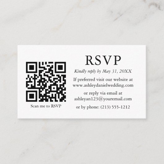 Minimalistisch Simple Wedding QR-UAWG Begleitkarte (Vorderseite)