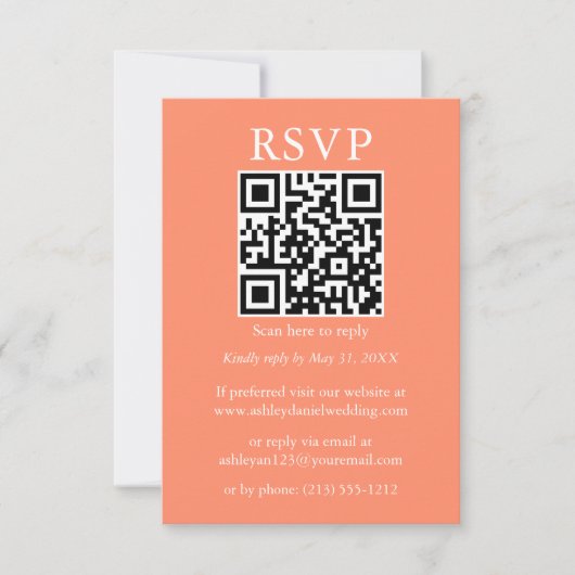 Minimalistisch Simple Wedding QR UAWG Coral Karte (Vorderseite)
