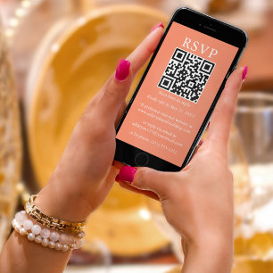 Minimalistisch Simple Wedding QR UAWG Coral Karte