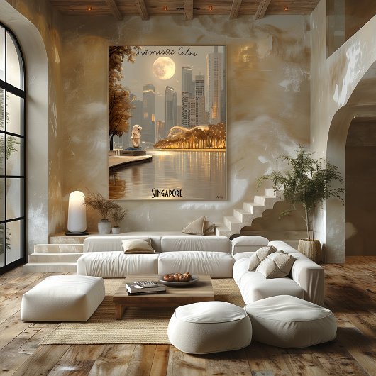 Minimalistisch Singapur Skyline - Asiatische Kunst Poster