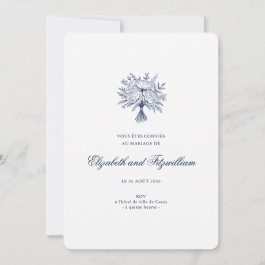 Minimalistisch sketched Bridal Bouquet Wedding Rou Einladung (Vorderseite)