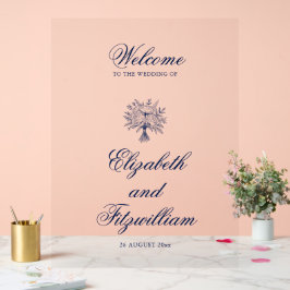 Minimalistisch sketched Wedding Bridal Bouquet Acrylschild