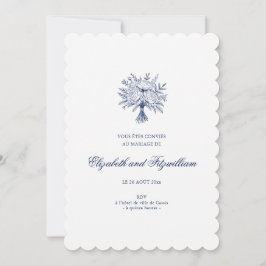 Minimalistisch skizzierte Bridal Bouquet Wedding S Einladung