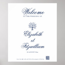 Minimalistisch skizzierte Bridal Bouquet Willkomme Poster