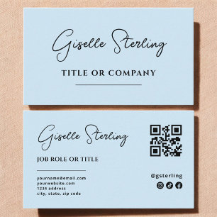 Minimalistisch Sky Blue Beruflich Company QR-Code Visitenkarte