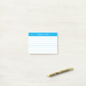 Minimalistisch Sky Blue Lined Personalisiert Post-it Klebezettel (Auf Schreibtisch)