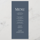 Minimalistisch Slate Blue Monogram Wedding Menu Ca Menükarte (Vorderseite)