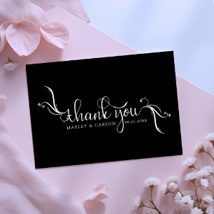 Minimalistisch Sleek Black Custom Wedding Dankeskarte