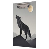 Minimalistisch Sleek Wolf Silhouette heulen Klemmbrett (Links)