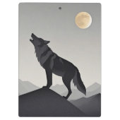 Minimalistisch Sleek Wolf Silhouette heulen Klemmbrett (Rückseite)