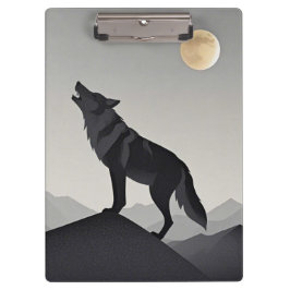 Minimalistisch Sleek Wolf Silhouette heulen Klemmbrett