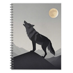 Minimalistisch Sleek Wolf Silhouette heulen Notizblock