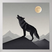 Minimalistisch Sleek Wolf Silhouette heulen Poster (Vorne)