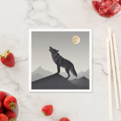 Minimalistisch Sleek Wolf Silhouette heulen Serviette (Beispiel)