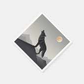 Minimalistisch Sleek Wolf Silhouette heulen Serviette (Ecke)