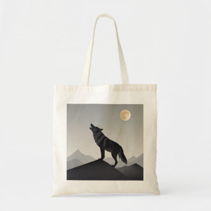 Minimalistisch Sleek Wolf Silhouette heulen Tragetasche