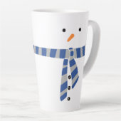 Minimalistisch Snowman Blue Gray Scarf Winter Milchtasse (Rechte Ecke)
