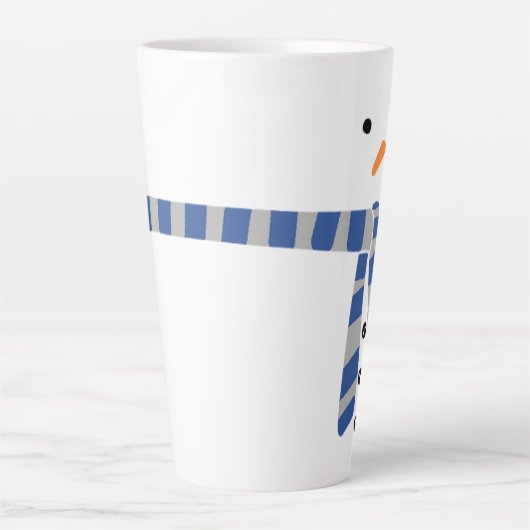 Minimalistisch Snowman Blue Gray Scarf Winter Milchtasse (Vorderseite)